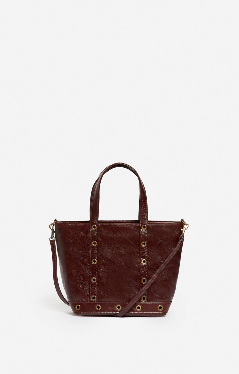 LEATHER S CHOCOLATE CABAS TOTE