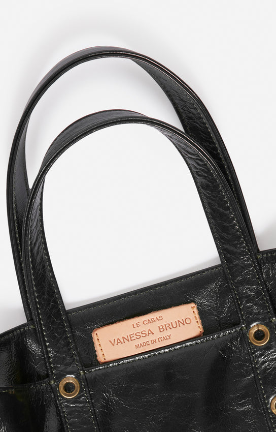 LEATHER S BLACK CABAS TOTE