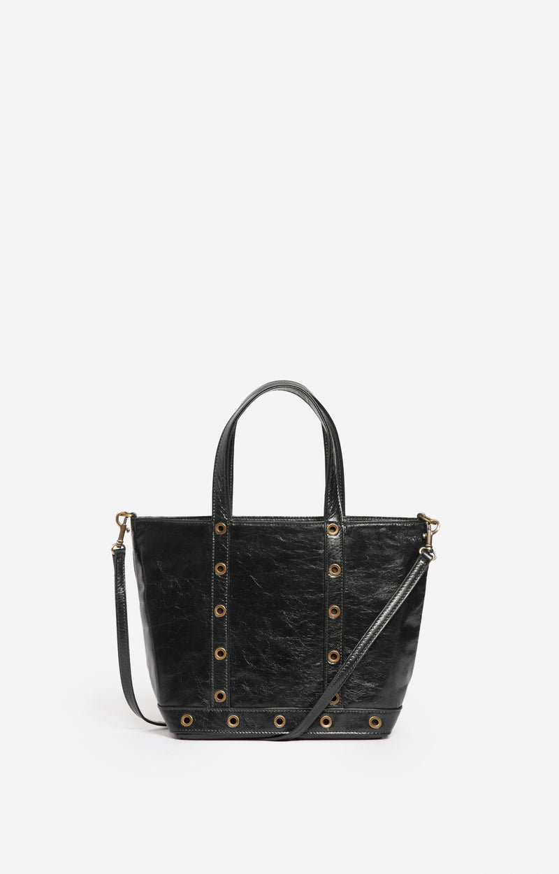 LEATHER S BLACK CABAS TOTE