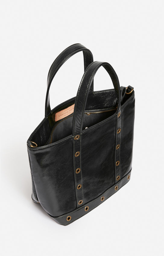 LEATHER S BLACK CABAS TOTE