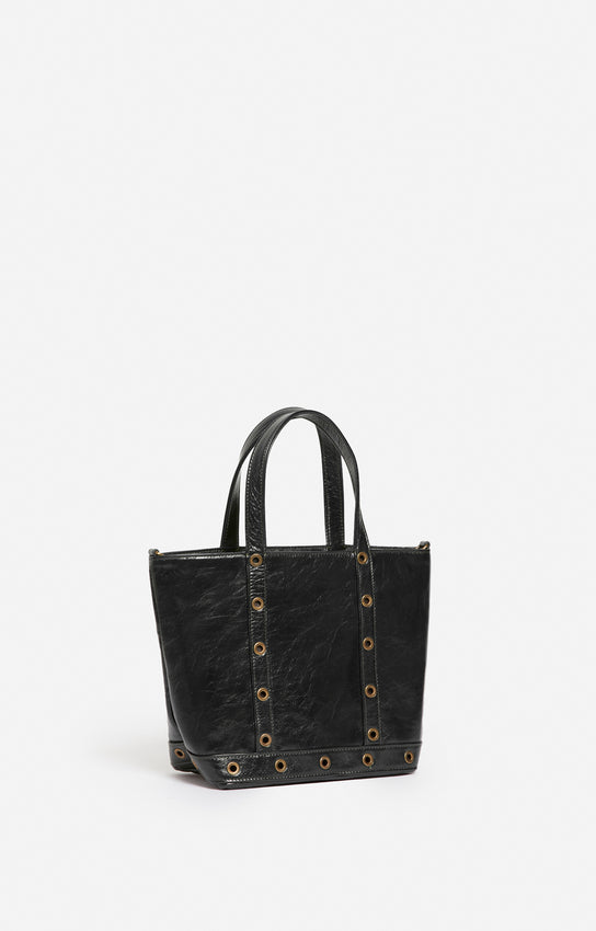LEATHER S BLACK CABAS TOTE