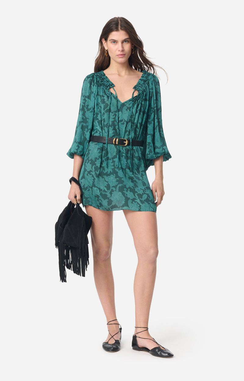 EMEL FLORAL JACQUARD PRINT DRESS