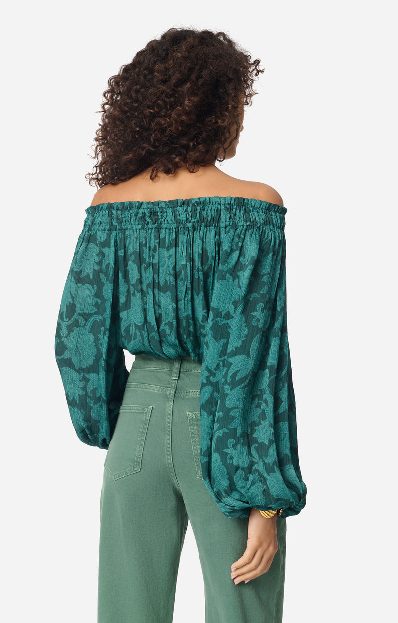 ENYA FLORAL JACQUARD PRINT BLOUSE