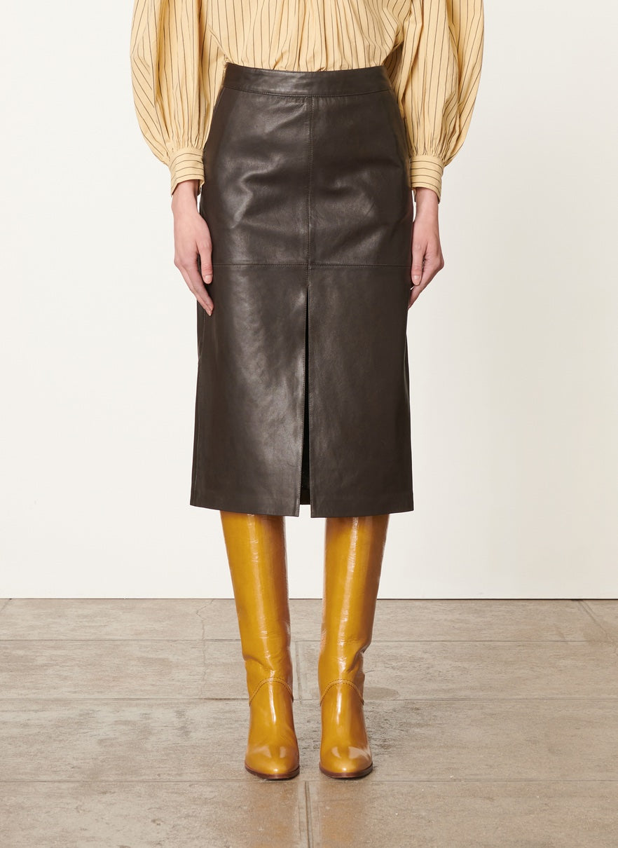 DAYNA EBONY LEATHER SKIRT